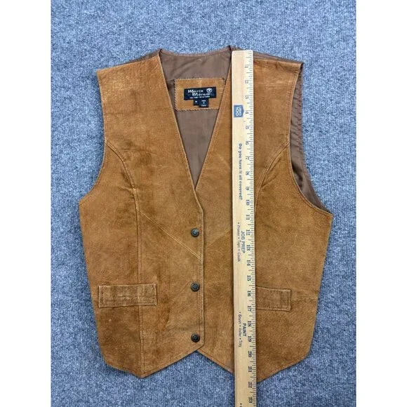 Vintage Marco Morani Leather Vest Men's M Brown Western Snap Up Moto - Picture 4 of 7